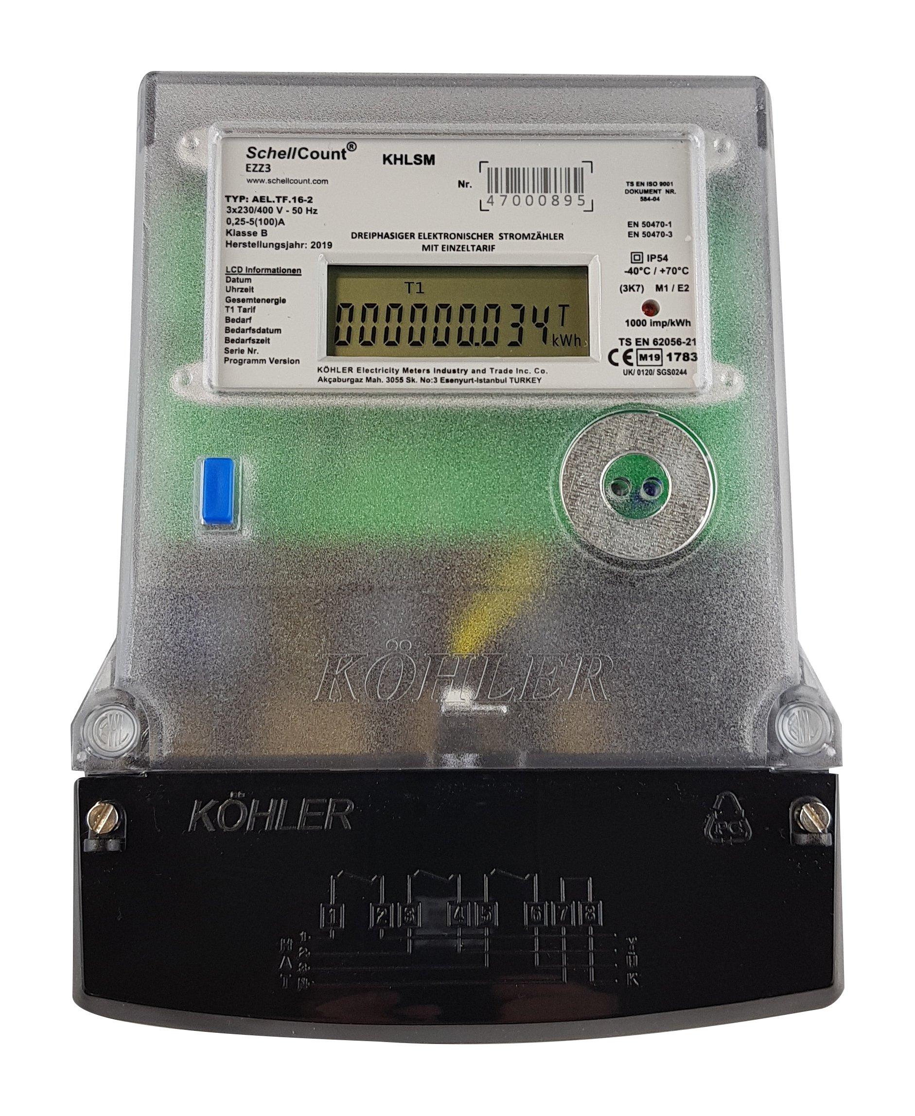 Drehstromzähler Schell DVS7241 LC-Display 5(100)A MID geeicht