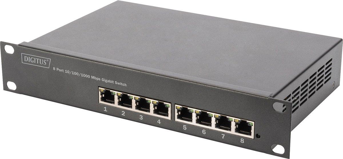 DIGITUS 8-Port Gigabit PoE Switch 10 Zoll Managed