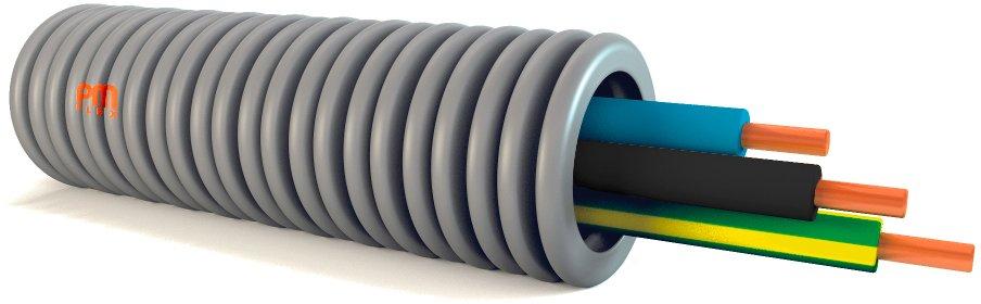 Panzerflex vorverdrahtet + H07V-U 3X1,5 BL,SW,GG 50m