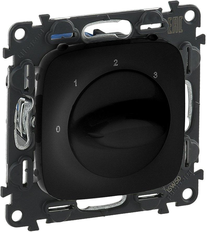 Valena Allure Drehschalter 3-Stufenschalter mit Nullstellung 1-polig Schwarz