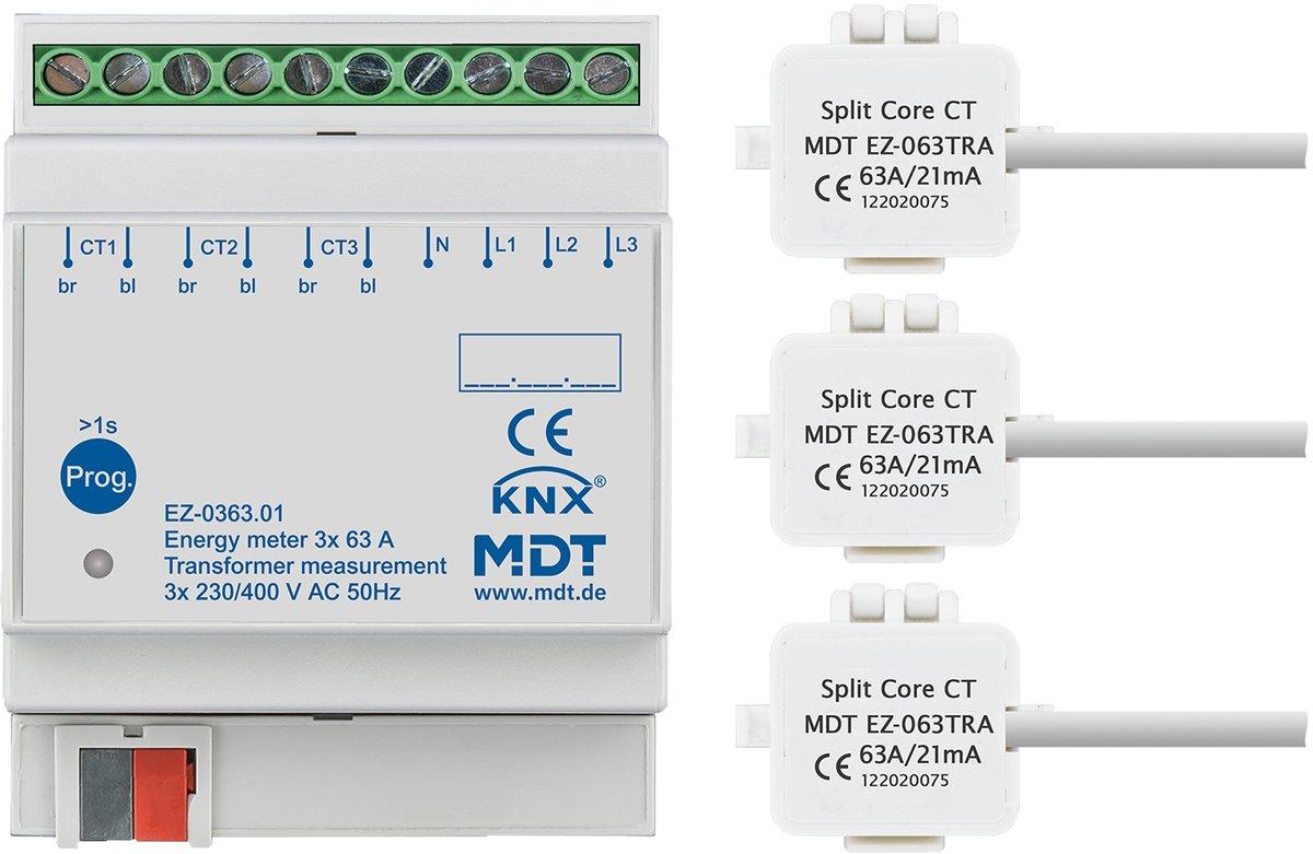 KNX Energiezähler 3-fach 63&nbsp;A Wandlermessung 4TE REG 230/400&nbsp;V&nbsp;AC