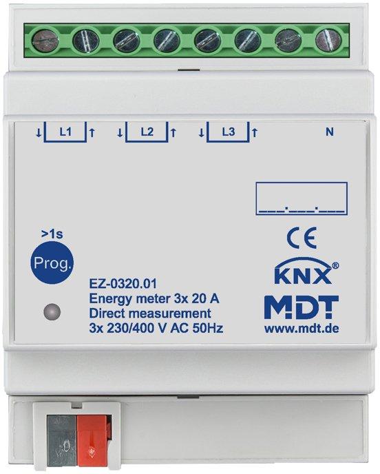 KNX Energiezähler 3-fach 20&nbsp;A Direktmessung 4TE REG 230/400&nbsp;V&nbsp;AC