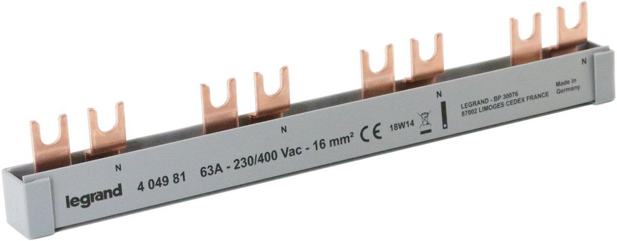 Gabelkammschiene, 2-polig, 12 TE, 16 mm², 1P+N, für 4 AFDD FI/LS