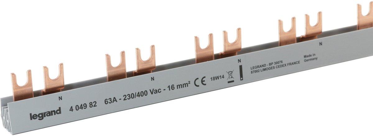 Gabelkammschiene, 2-polig, 1 m, 16 mm², 1P+N, für 19 AFDD FI/LS