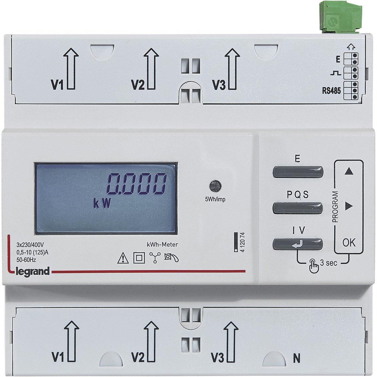 Energiezähler EMDX³, 125A, 3-phasig, Direktanschluss, RS485+Impuls, 6TE