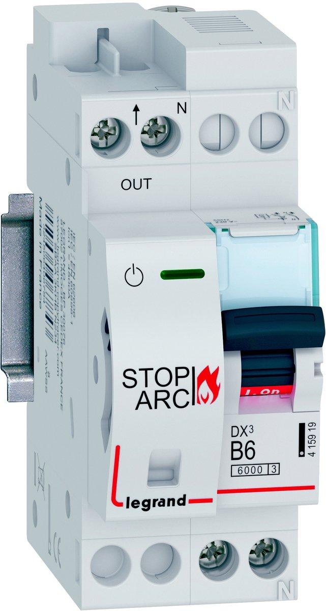 DX3 AFDD Brandschutzschalter mit LS-Schalter B6 A, 1P+NR, 6kA, 230VAC, 2TE