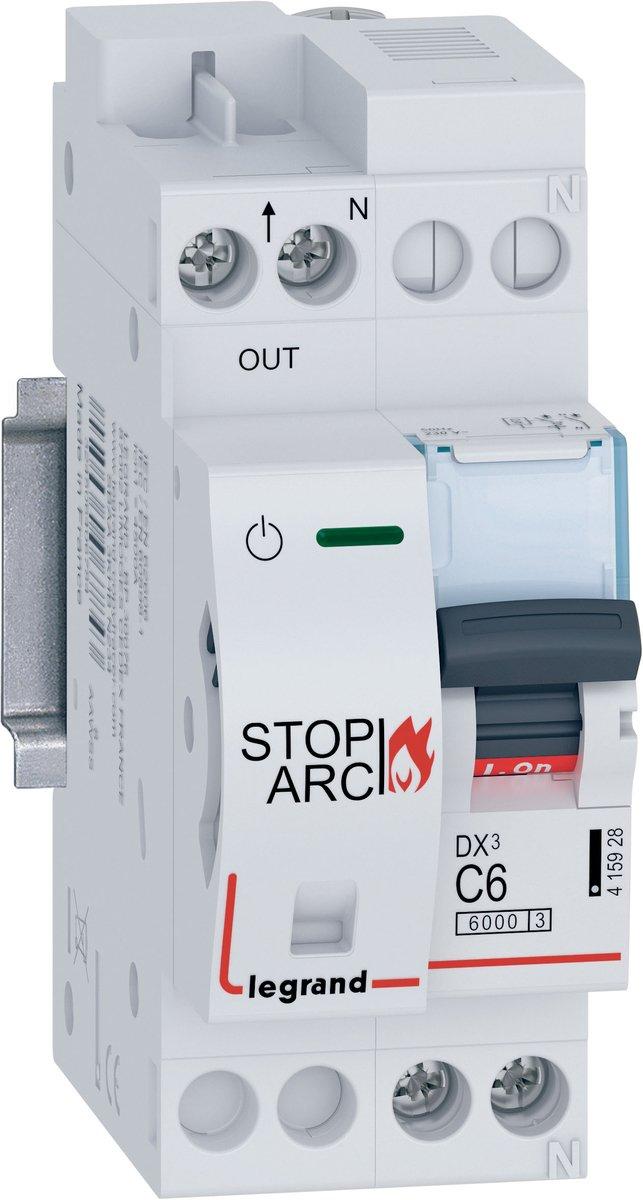 DX3 AFDD Brandschutzschalter mit LS-Schalter C6 A, 1P+NR, 6kA, 230VAC, 2TE