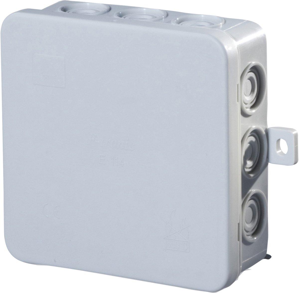 Abzweigdosen 100 x 100 x 40 mm, Grau, bis zu 12 Abschneid-Leitungseinführungen