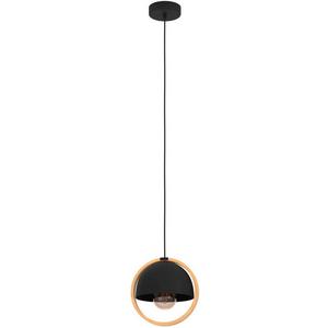 Hängeleuchte CALLOW E27 1x40W schwarz/Holz