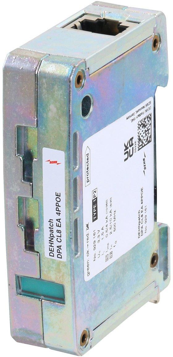 Kombi-Ableiter DEHNpatch bis 10 GBit mit RJ45 Buchsen und Statusanzeige