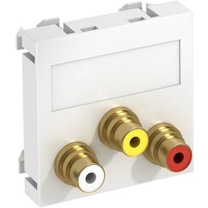 Multimediaträger Audio / Video 3x Kupplung Buchse-Buchse 45x45mm PC reinweiß 901
