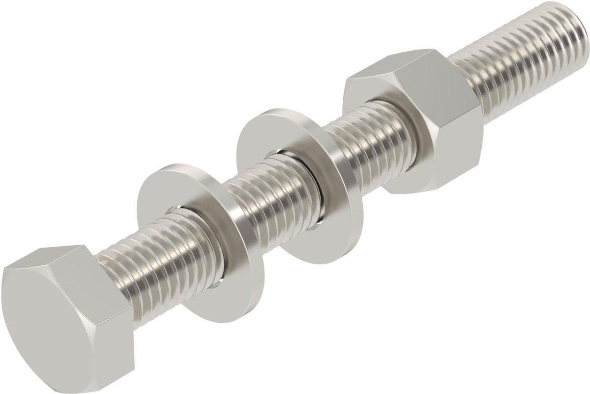 Sechskantschraube Mutter Scheiben+Fächerscheibe M12x100 V2A A2