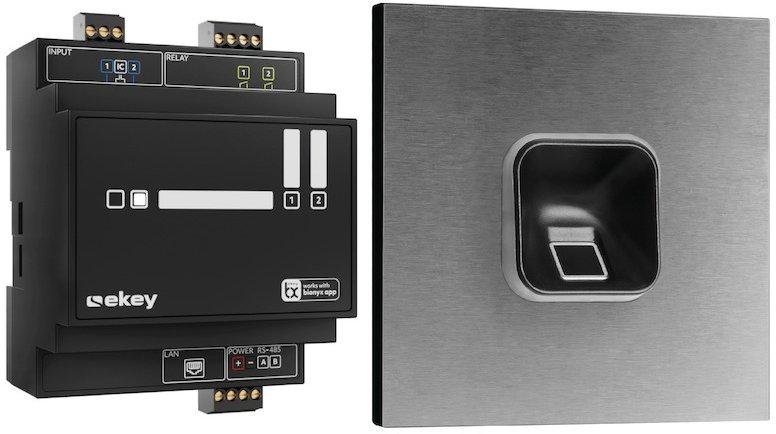 ekey sLine Fingerprintset in Schwarz für Gira 106 V2A