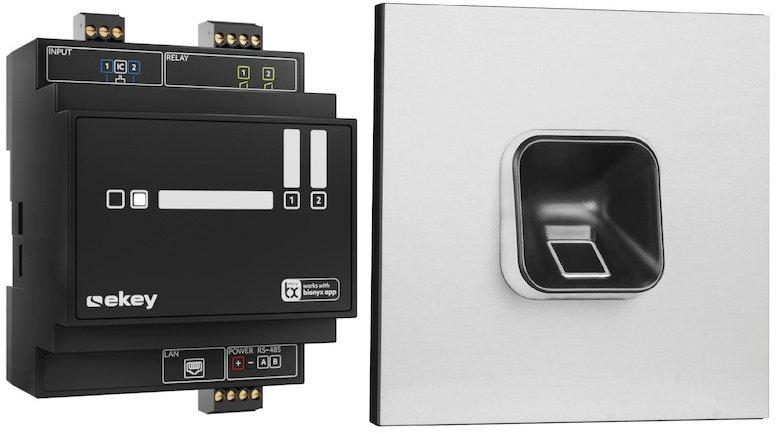 ekey sLine Fingerprintset in Schwarz für Gira 106 Aluminium