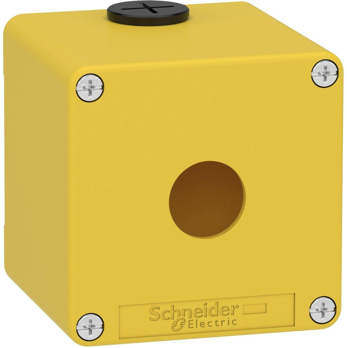 Leergehäuse XAP Metall gelb für Not-Aus/Halt für 1x22mm 80x80x77 mm M20
