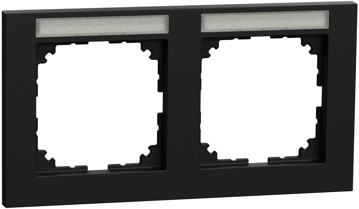 M-Pure Rahmen 2-fach mit Beschriftungsträger waagerechte Montage schwarz matt