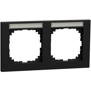 M-Pure Rahmen 2-fach mit Beschriftungsträger waagerechte Montage schwarz matt