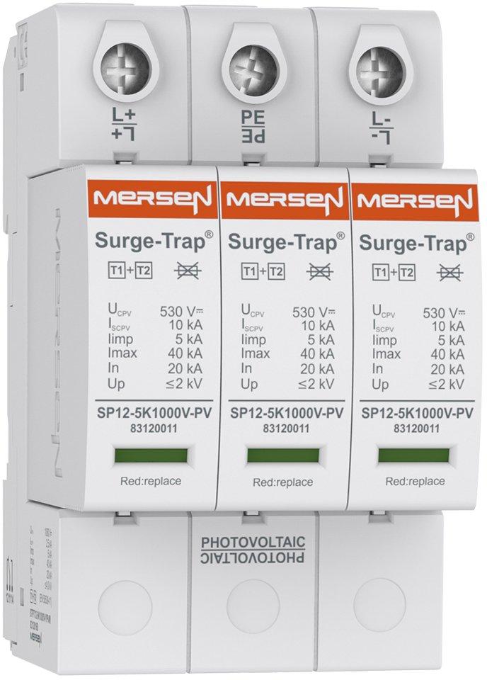 PV-Überspannungsableiter Typ 1+2 5kA 1000VDC 1+ 1- 3-polig 3TE steckbar