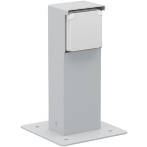 Spritzwassergeschützte Anschlusssäule mit Einzelsteckdose 240x83x68mm grau