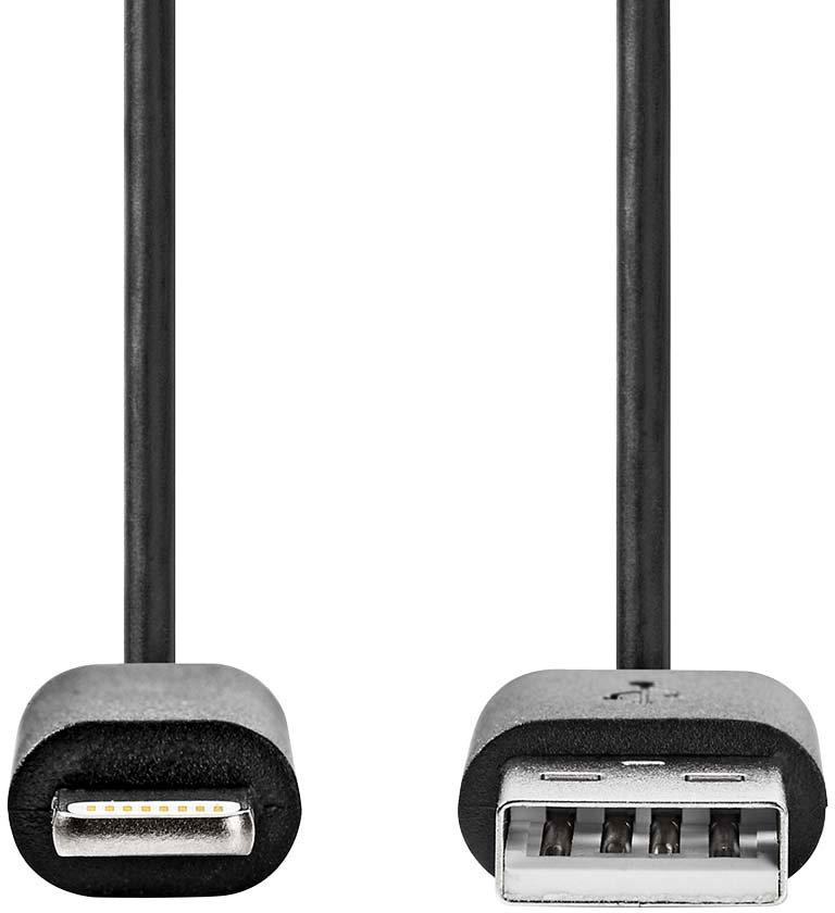 Lightning Kabel auf USB-A Stecker 480 Mbps vernickelt 1 m schwarz