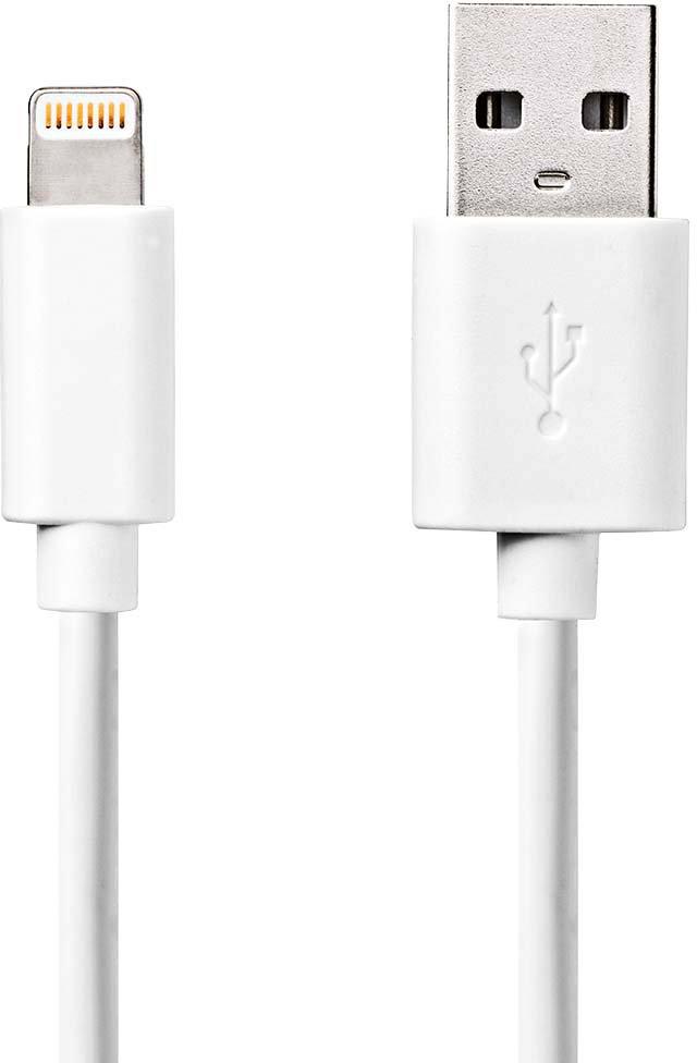 Lightning Kabel auf USB-A Stecker 480 Mbps vernickelt 2 m weiß