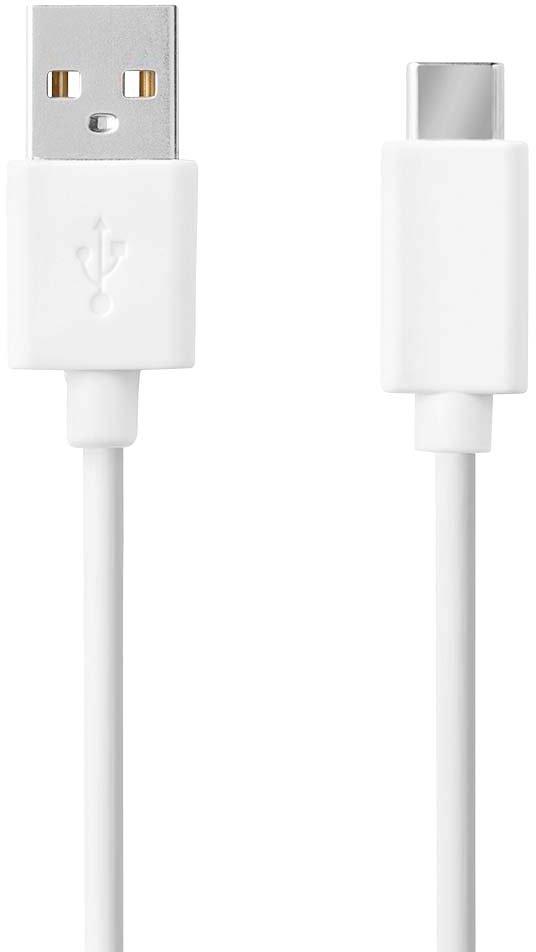 USB Kabel A-Stecker auf USB-C 60 W 480 Mbps vernickelt 2 m weiß