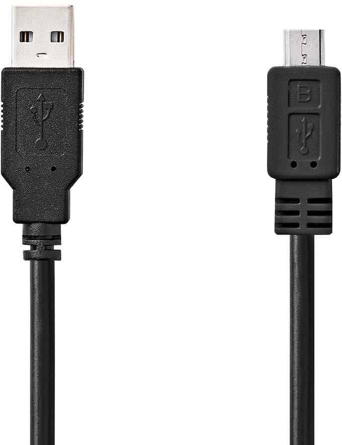 USB Kabel USB-A Stecker auf micro-B Stecker 480 Mbps vernickelt 1 m schwarz