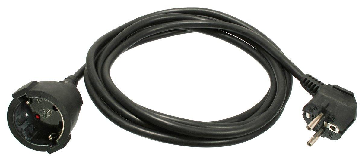 Verlängerungskabel mit Winkelstecker für Innenbereich 3m H05VV-F 3G1,5 schwarz