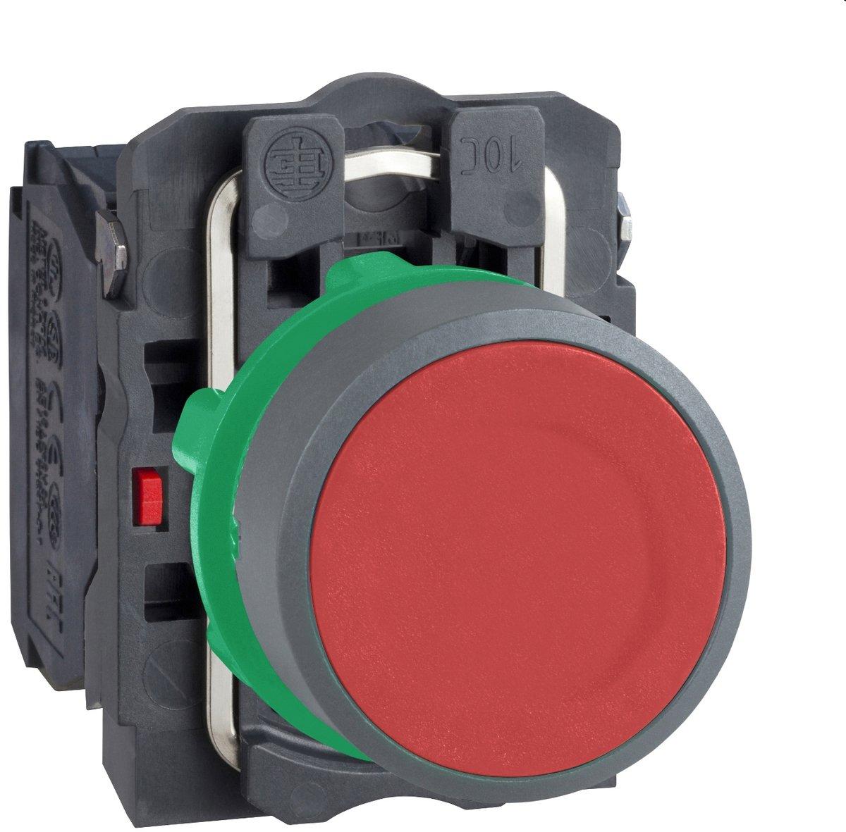 Drucktaster Harmony XB5 Kunststoff hellgrau rot unbeschriftet 22mm tastend 1S+1Ö