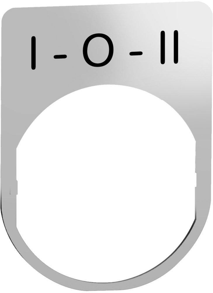 Schildträger 30x40mm mit Beschriftung I-0-II für Harmony 22mm aus Metall