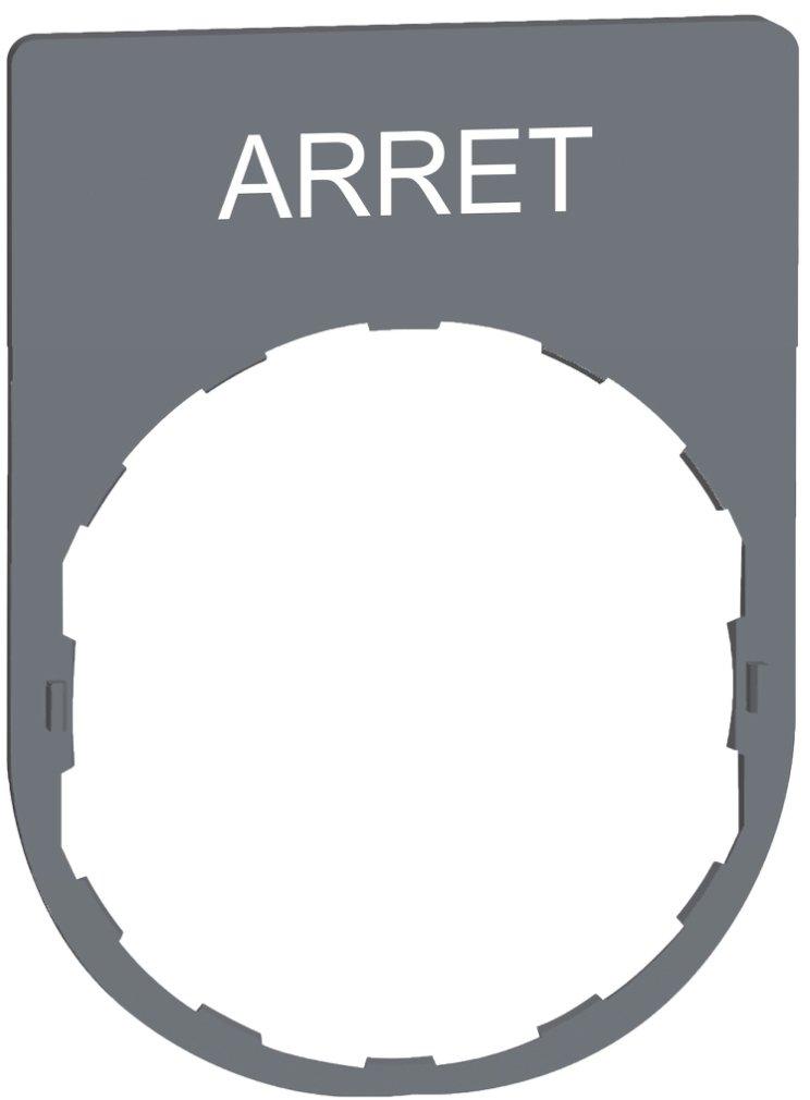 Schildträger 30x40mm mit Beschriftung ARRET für Harmony 22mm in grau
