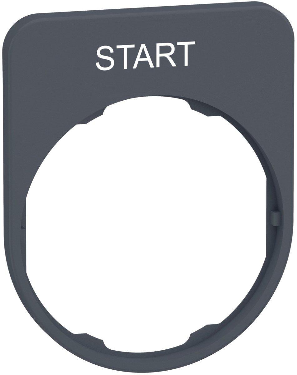 Schildträger 40x50mm mit Beschriftung START für Harmony 30mm in grau