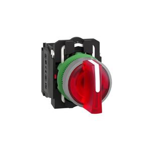 Leuchtwahlschalter Harmony XB5 hellgrau rot 22mm LED 3 Stellungen 1S + 1Ö 24V