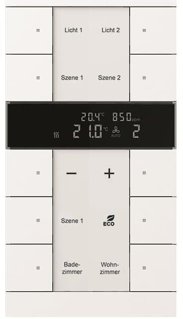 KNX Raumtemperaturregler mit CO2/Feuchte-Senso 10-fach Busch-Tenton studiow