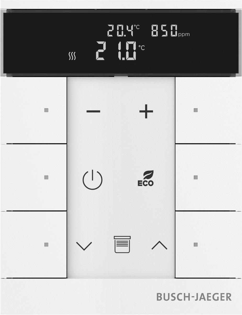 Busch-Tenton 6-fach mit RTR IAQ mit Display weiß matt - Busch-free@home TP