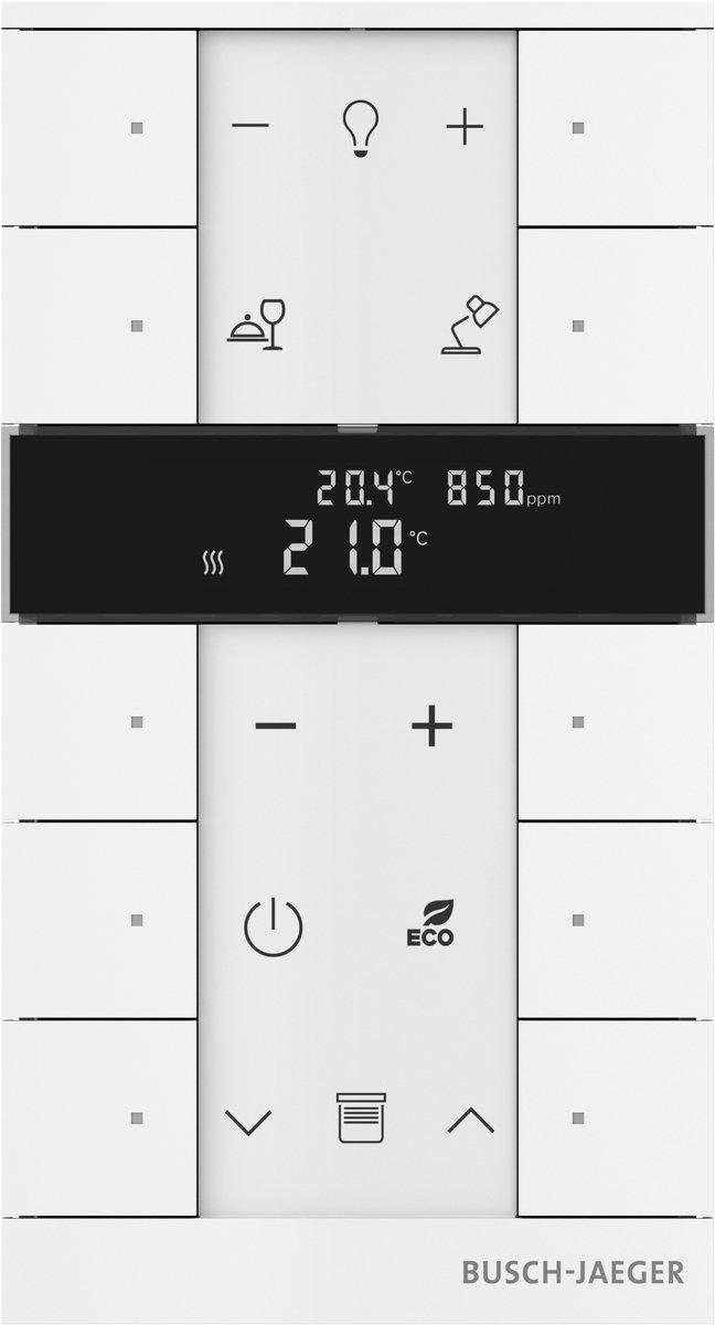 Busch-Tenton 10-fach mit RTR IAQ mit Display weiß matt - Busch-free@home TP