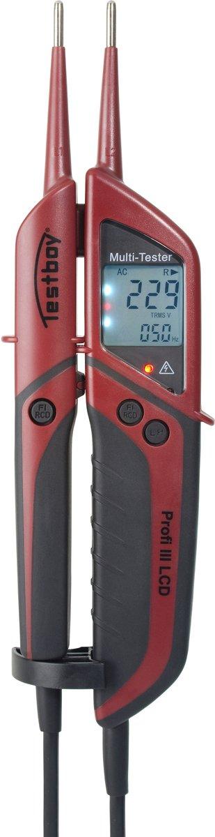 Zweipoliger Spannungsprüfer mit FI-Test und LCD-Anzeige