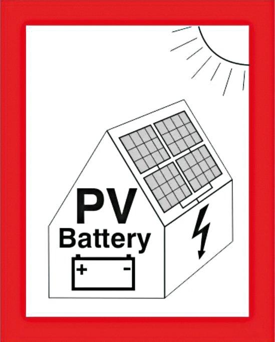 Brandschutzzeichen Hinweis auf PV-Anlage + Batterie