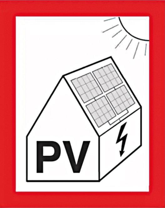 Brandschutzzeichen Hinweis auf PV-Anlage