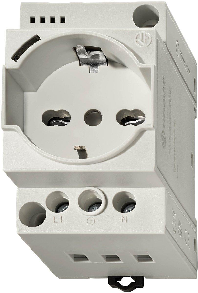 Steckdose für Reiheneinbau grau 250V AC / 16A mit Schutzkontakt und LED Anzeige