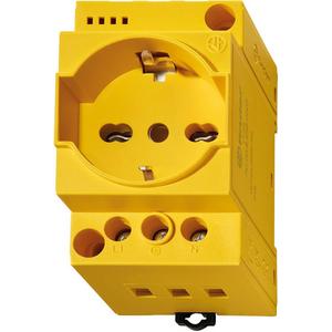 Steckdose für Reiheneinbau gelb 250V AC / 16A mit Schutzkontakt und LED Anzeige