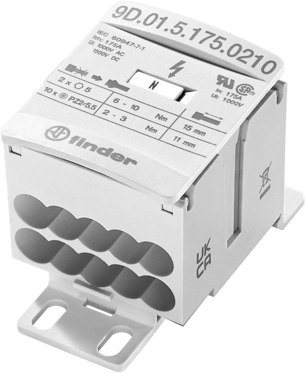 Energie-Verteilerblock 175 A für Tragschiene 35 mm - 2 Eingänge / 10 Ausgänge