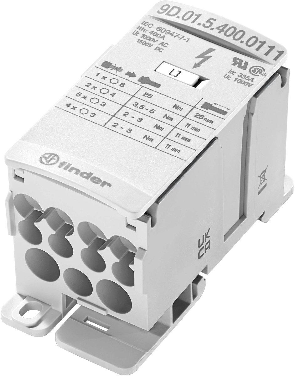 Energie-Verteilerblock 400 A für Tragschiene 35 mm - 1 Eingang / 11 Ausgänge