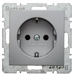 Schuko Steckdose S.1/B.x mit Schraubklemmen alu matt