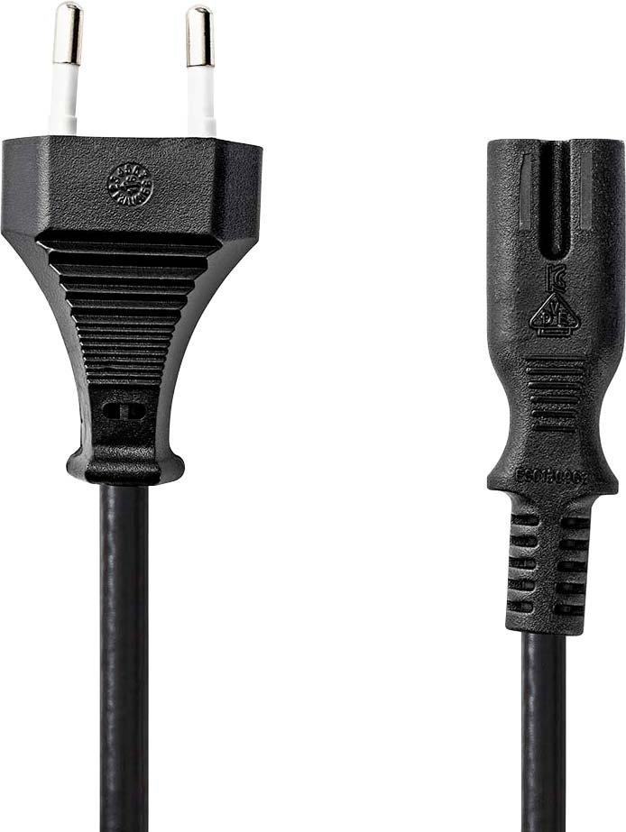 Netzkabel gerade 3 m flach schwarz