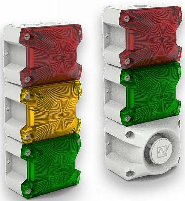 LED-Ampelleuchte PY L-S-TL Schallgebermodul10-57 Vdc105 dB RAL 7035