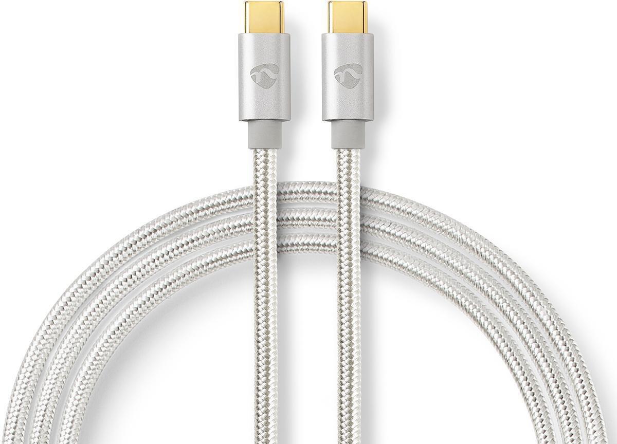 USB-C auf USB-C Kabel 100W 480 Mbps 1m geflochten Nylon Silber