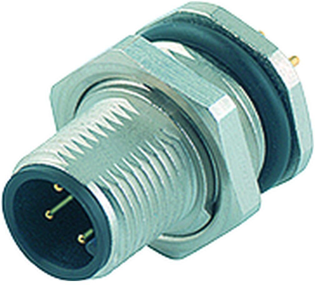 M12-A Flanschstecker 12-pol ungeschirmt THT IP68 UL PG 9 von vorne verschraubbar