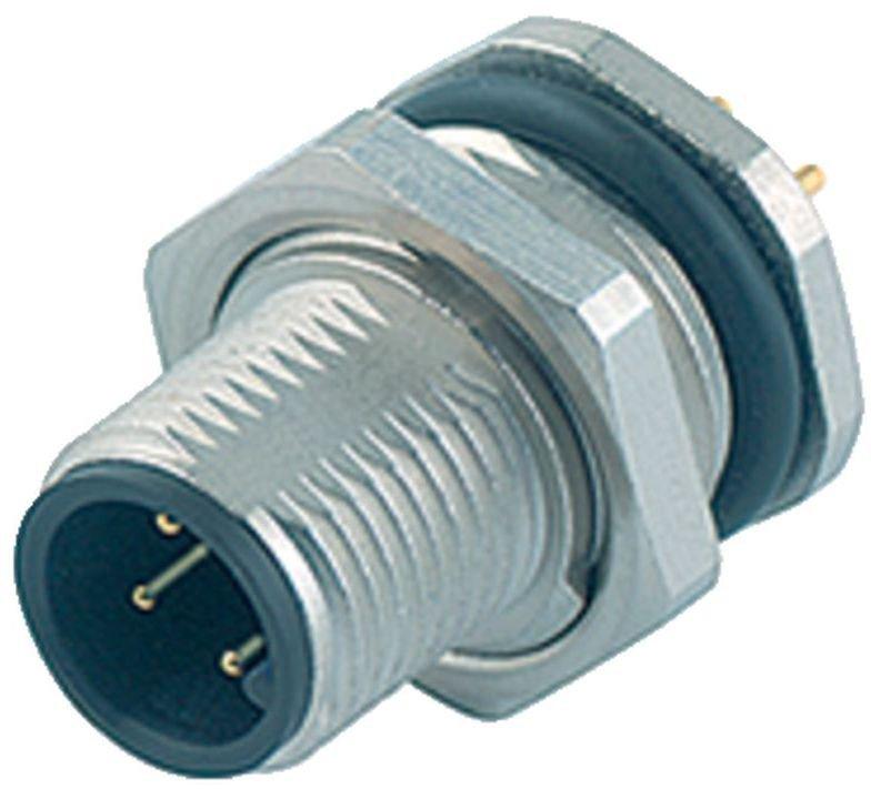 M12-A Flanschstecker 12p ungeschirmt THT IP68 UL M16x1,5 von vorne verschraubbar