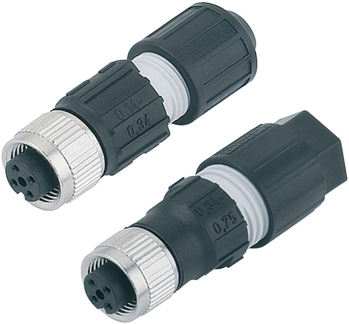 M12-A Kabeldose 4-polig 4,0 bis 8,0 mm ungeschirmt Schneidklemmen IP67